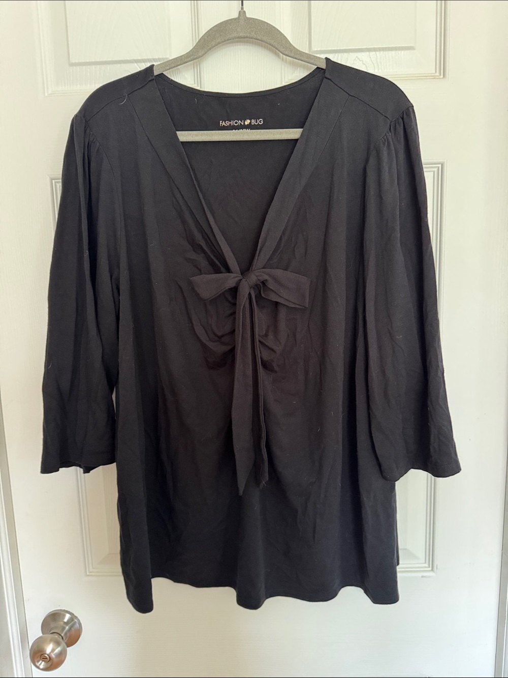 Fashion Bug Black V-Neck Tie-Front Top